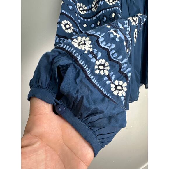 Benaras by Citrus NWT Women’s Cotton Embroidered Dark Green Rosa Top size Small - Picture 7 of 7